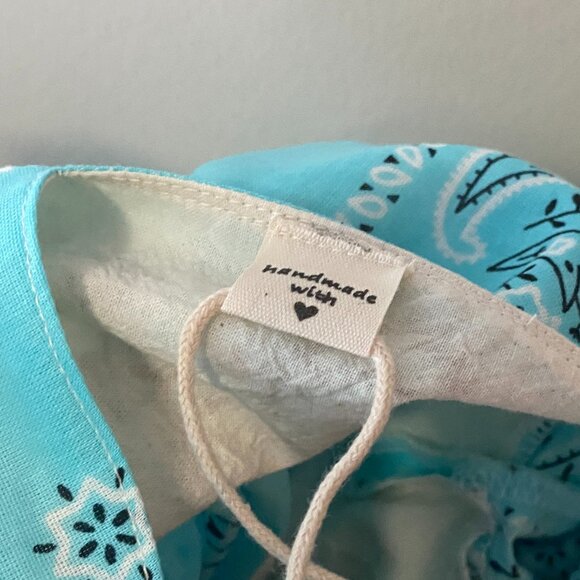 Handmade Children's 100% Cotton Blue Paisley Back Bows Dress - Picture 3 of 14